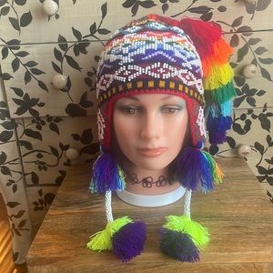 COPY - ❤️Peruvian Beaded Wool Chullo  hat, Unisex.